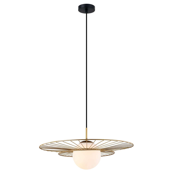 Druciana lampa wisząca ALISON MDM-4001/1 GD okrągła kula ball złoty biały