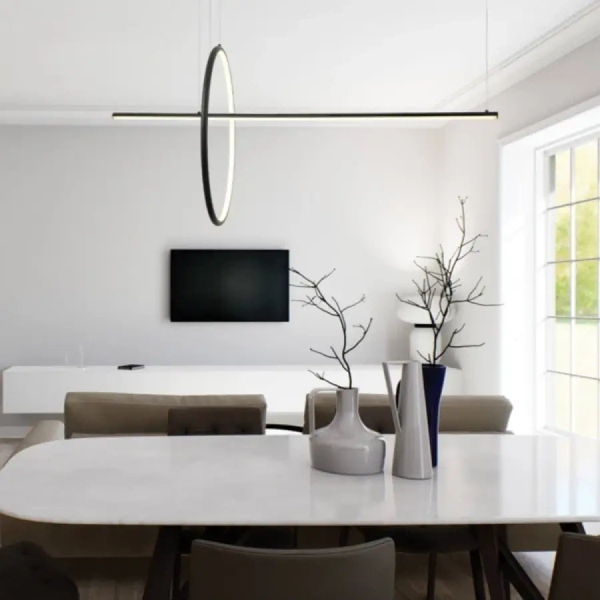 Ściemnialna lampa wisząca ring 20128 LED 41W 3000K do salonu czarny