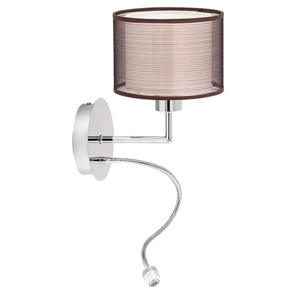 Kinkiet LAMPA ścienna ANASTASIA 2629 Rabalux abażurowa OPRAWA z peszlem LED 1W 4000K do czytania chrom brązowa