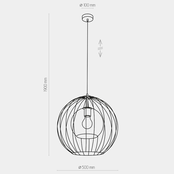 Wisząca lampa druciana loft Universo 2552 TK Lighting szklana przydymiona