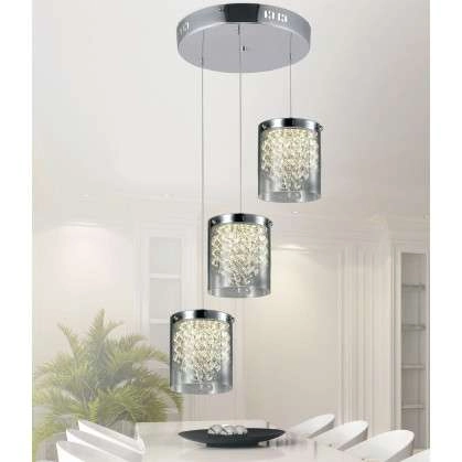 LAMPA wisząca CANTOS LP-1114/3C Light Prestige szklana OPRAWA zwis LED 18W 4000K kaskada kryształki crystal przezroczyste