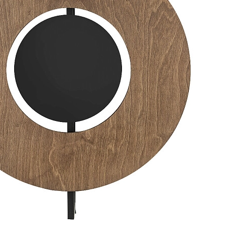 Nowoczesna lampa ścienna Sunset 7653 drewniana obręcz do jadalni