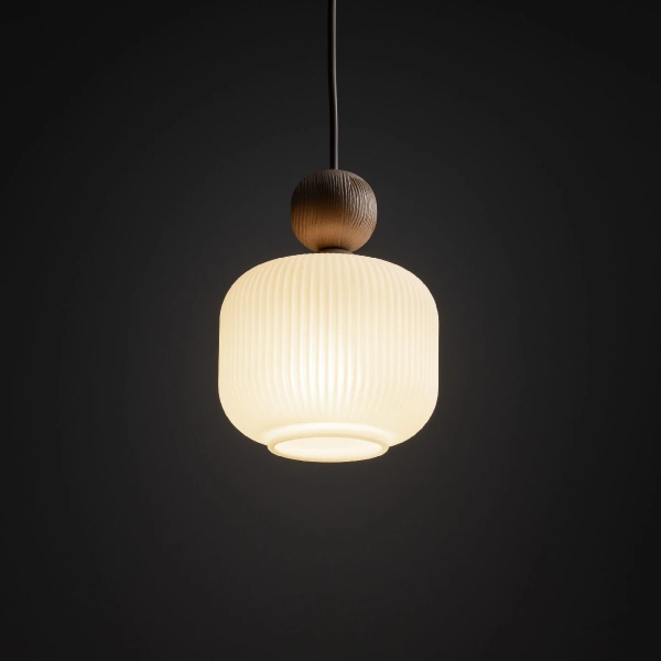 Wisząca lampa nad stół Ballo 11049 szklana ryflowana biały beżowy