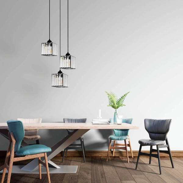 LAMPA wisząca GALACTICO LP-2383/3L Light Prestige szklana OPRAWA glamour crystal zwis kostki czarne przezroczyste