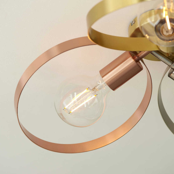 Pokojowa lampa sufitowa Hoop 97663 Endon okręgi mosiądz miedź nikiel