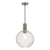 Zwisająca szklana lampa Nikolas NIK0167-E02 żebrowana kula chrom