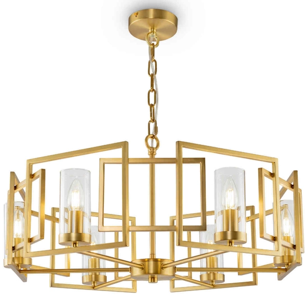 Lampa wisząca metalowa oprawa zwis na łańcuchu złoty BOWI OUTLET
