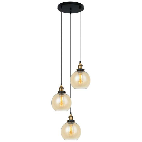 Loftowa LAMPA wisząca CARDENA MDM-4330/3 GD+AMB Italux skandynawska OPRAWA szklany ZWIS kule balls kaskada bursztynowy