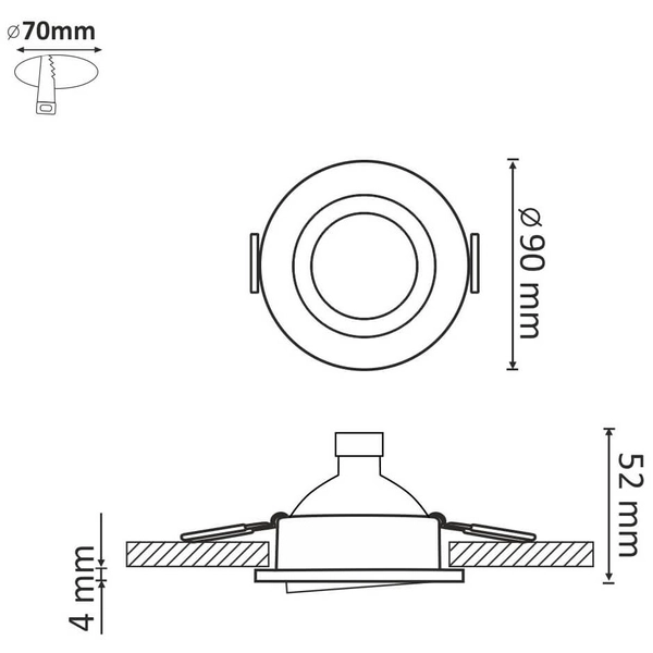 Zestaw 3 opraw ruchomych okrągłych Olin podtynkowych chrom
