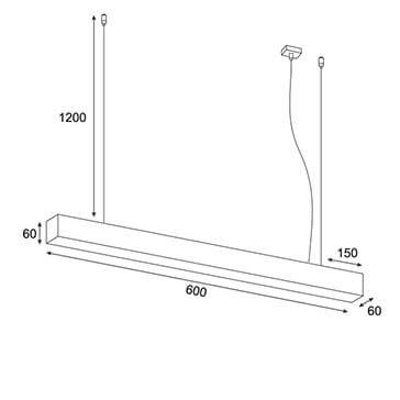 Liniowa lampa zwis Lupinus 5115001103-1 Elkim LED 8W 3000K nad stół czarna