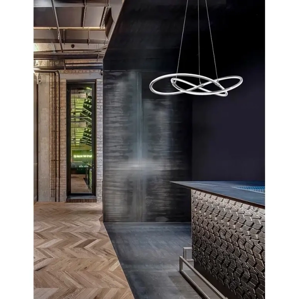 Wisząca lampa jadalniana Lules wstęga LED 50W srebrna