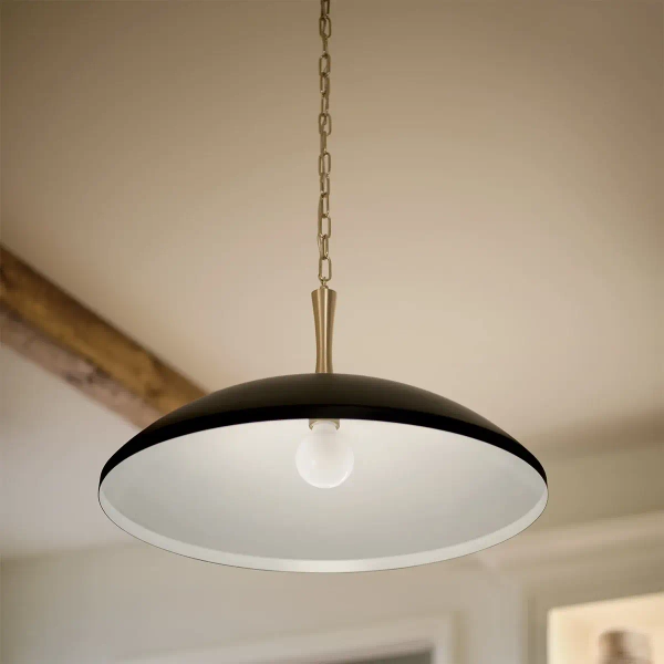 Łańcuchowa wisząca lampa Delarosa KL-DELAROSA-P-BK kopułowa czarna