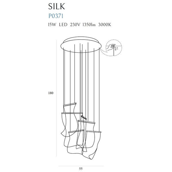 Designerska lampa wisząca SILK P0371D Maxlight LED 15W 3000K stal chrom