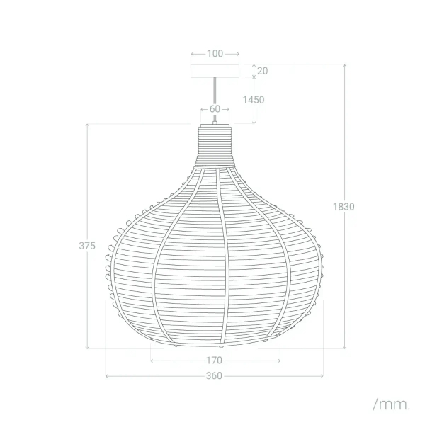 Lampa ekologiczna Boho ABR-LW16-BH-E27 Abruzzo wisząca brązowa