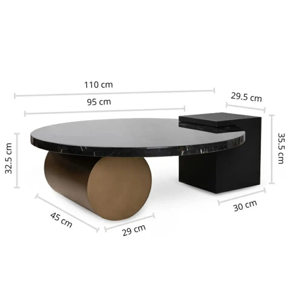 Marmurowy stolik DANTE MM001501100375 czarny złoty do salonu 110cm