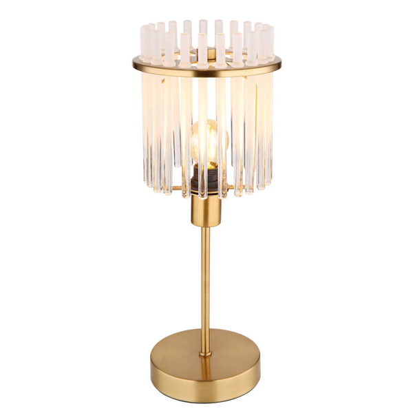 Stołowa lampka glamour GORLEY 15698TM szklana na komodę złota