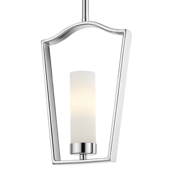 Wisząca lampa salonowa Dublin szklana tuba w ramce chrom