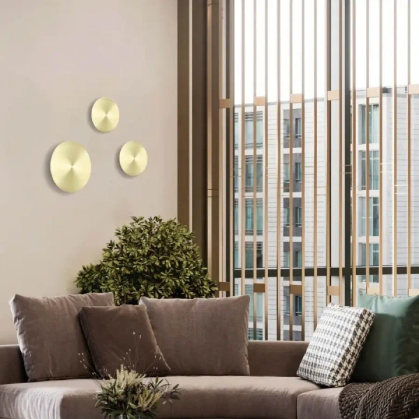 Metalowa lampa ścienna 20350 LED 10W 3000K dysk do salonu mosiądz