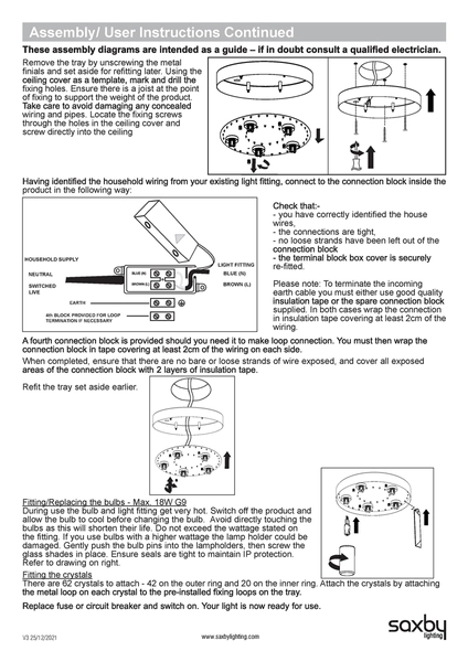 Plafon kryształowy Crystal 35612 Saxby styl glamour IP44 chrom