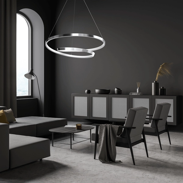 Salonowa lampa wisząca Lucero wstęga LED 48W rings chrom