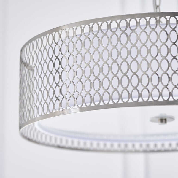 Metalowa lampa wisząca Cordero 81969 Endon nikiel biała srebrna