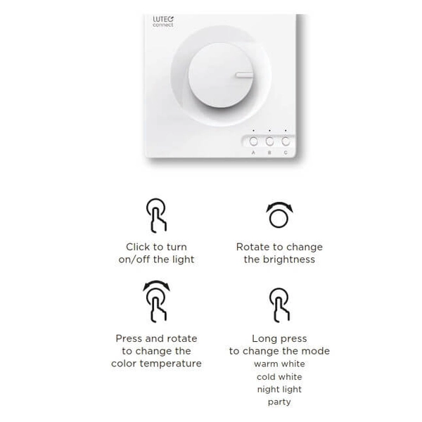 Przełącznik ze ściemniaczem SMART SWITCH 9706201361 Lutec przycisk biały