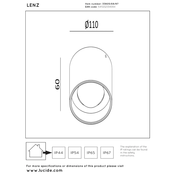 Ogrodowa sufitowa lampa Lenz 33805/08/97 LED 8W 2700K IP54 brązowy