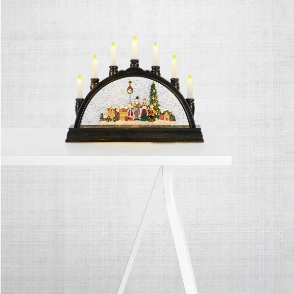 Świecznik świąteczna wioska Karsten LED 0,25W brąz biała ciepła