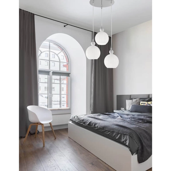 Kulista lampa jadalniana Aviles LE41886 szklana biała srebrna