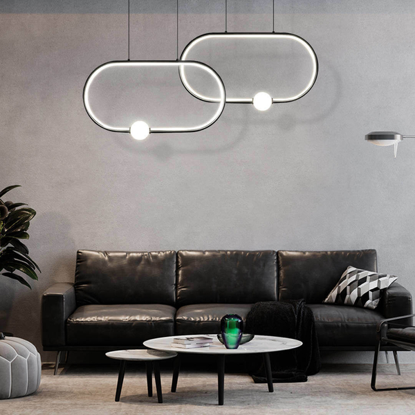 Lampa zwisająca do jadalni 595 Domeno LED 48W 4000K owalna czarna