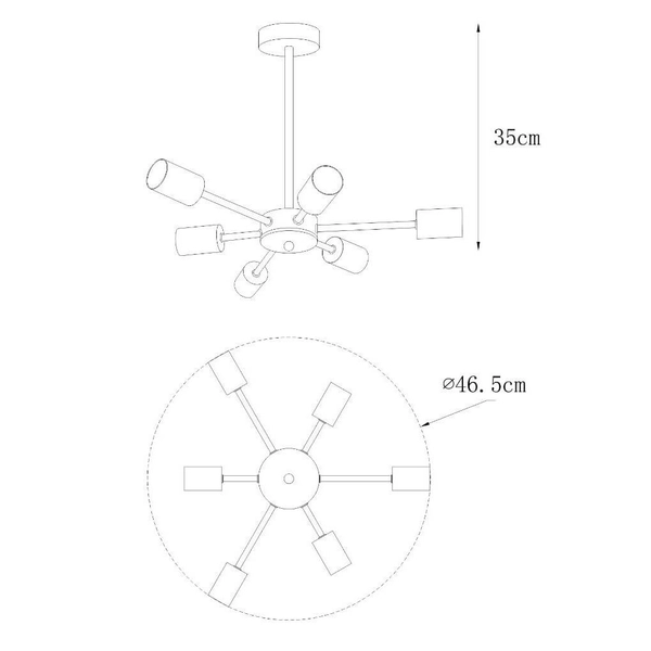 Lampa sufitowa Mandi A8100-6 Zumaline wielopuktowa metal czarny złoty