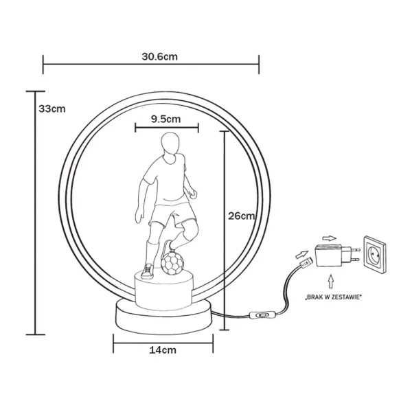 Młodzieżowa stołowa lampa PIŁKARZ EX04F237U-1 LED 4W czarny biały