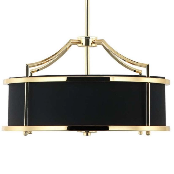 LAMPA okrągła Stanza Gold Nero S Orlicki Design wisząca OPRAWA abażurowa w stylu klasycznym czarna złota