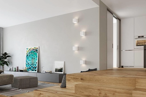 Kinkiet LAMPA ścienna SL.0005 ceramiczna OPRAWA kostka cube przyścienna biała