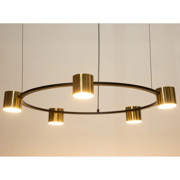 Nowoczesny żyrandol Kodo 5 41329 pierścień tubki czarny złoty