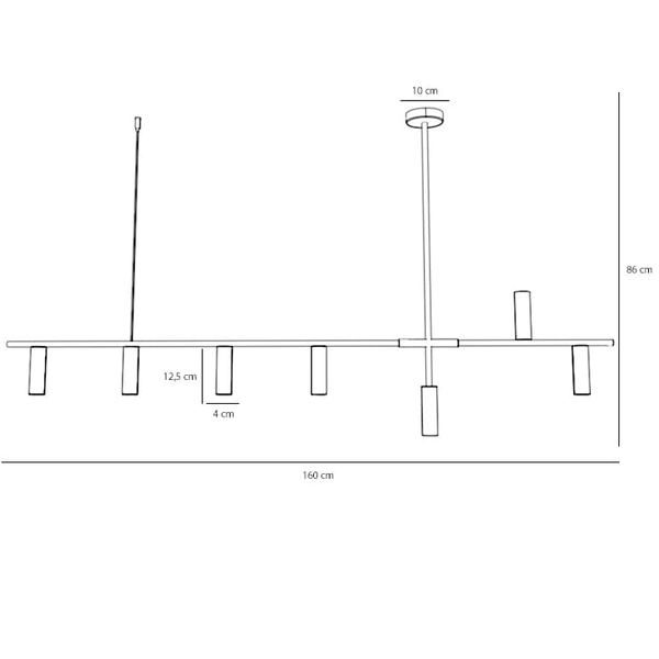 Podłużna lampa wisząca nad stół Trevo 1104T Aldex metalowe tuby białe