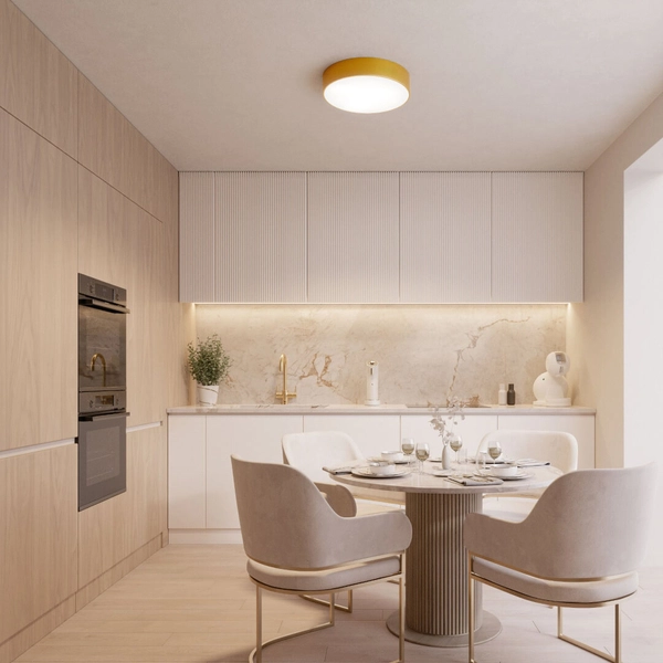 Sufitowa lampa okrągła 137623691873 złoty plafon do jadalni