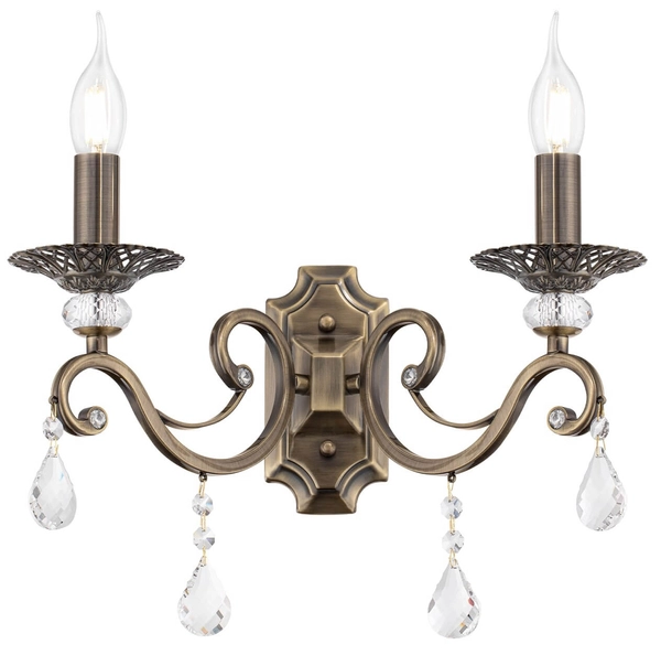 Podwójny kinkiet ścienny Grace RC247-WL-02-R świecznikowy mosiądz