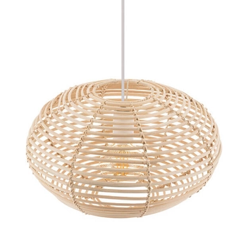 Lampa wisząca Rattan 11153 klatka cage japandi drewniana metalowa biała