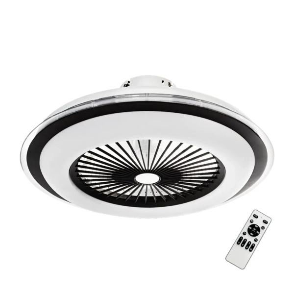 Sufitowa lampa z wiatrakiem Zephyr czarna biała ML1514 1xLED 48W 3000-6000K na pilot