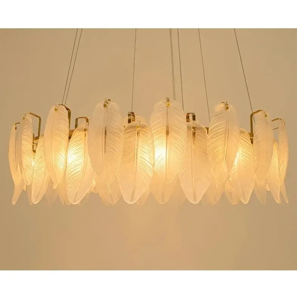 Lampa zwisająca nad stół ROCH MSE1501100447 Moosee piórka szklana złota