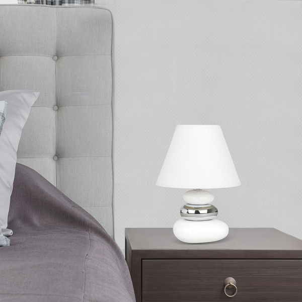 Ceramiczna lampka nocna Salem abażurowa na szafkę nocną biała