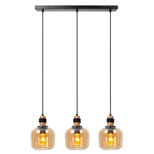 Potrójna lampa wisząca Ilona 45408/03/62 czarny bursztynowy