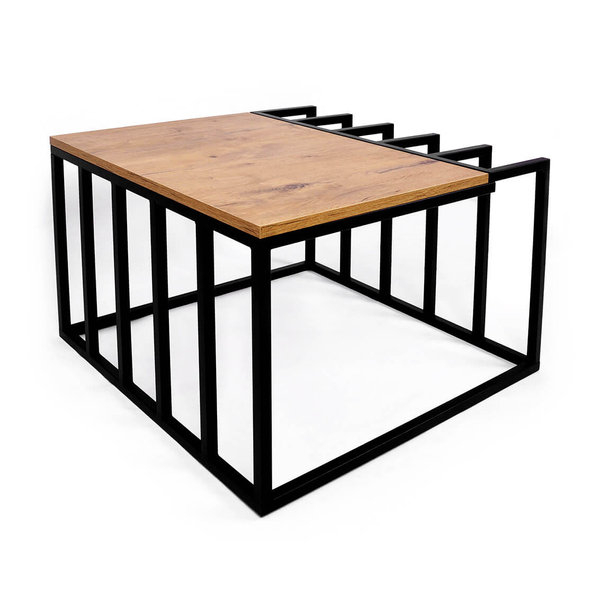 Stolik kawowy Kaja Home KS-27 STOLIK industrialny metalowy drewniany czarny