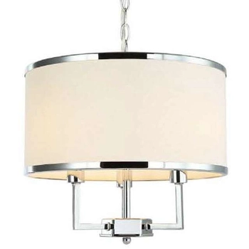 Klasyczna LAMPA wisząca Casa Cromo S Orlicki Design okrągła OPRAWA abażurowy ZWIS na łańcuchu kremowy chrom