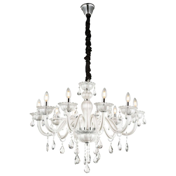 Żyrandol LAMPA wisząca TEEJAY 64118-10 Globo świecznikowa OPRAWA pałacowy zwis z kryształkami maria teresa crystal biały