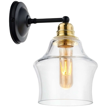 Ścienna LAMPA loftowa LONGIS 20880105 Kaspa szklana OPRAWA skandynawska kinkiet okrągły złoty przezroczysty czarny