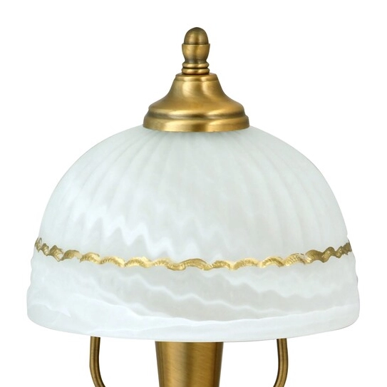 Retro lampa stołowa Flossi szklana do sypialni vintage brąz biała