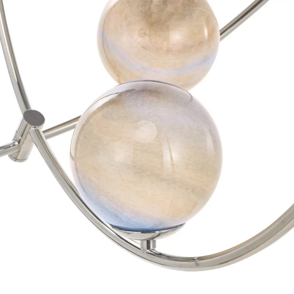 Szklana wisząca lampa Mikara MIK3450 układ słoneczny kule chrom beżowe