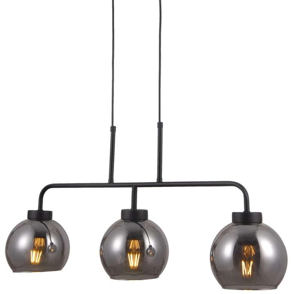 LAMPA wisząca POGGI PND-28028-3 Italux szklana OPRAWA zwis na listwie kule balls czarne przydymione
